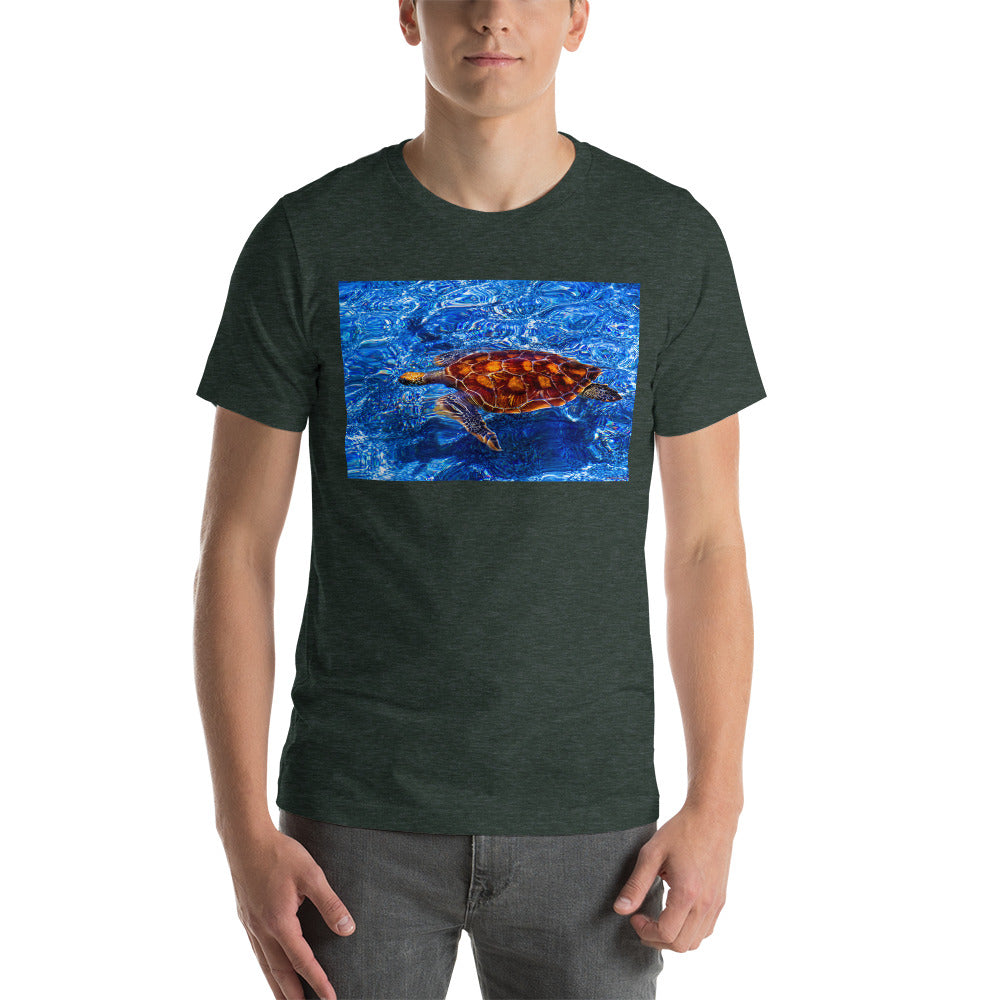 Classic Crew Neck Tee - Turtle in Blue Water - Ronz-Design-Unique-Apparel