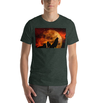 Classic Crew Neck Tee - Howling at the Orange Moon - Ronz-Design-Unique-Apparel