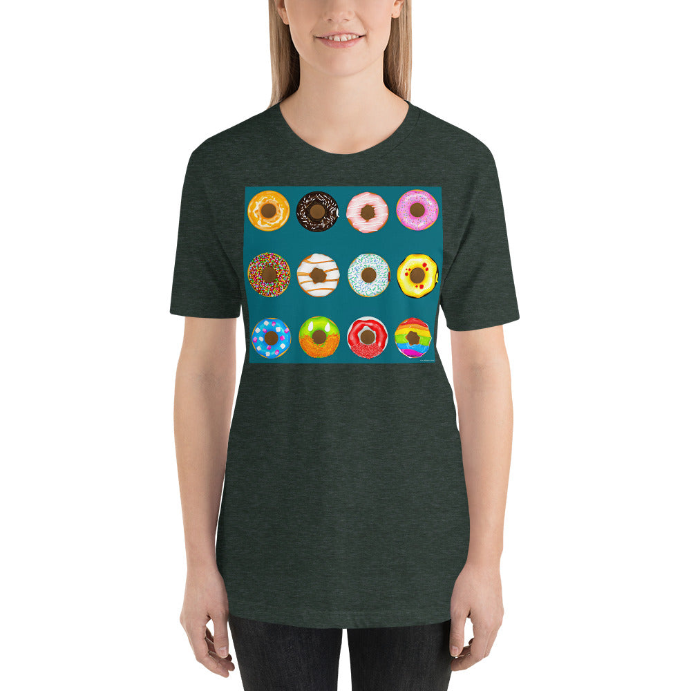 Premium Soft Crew Neck - Donuts on Blue Green Background