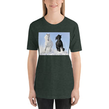 Load image into Gallery viewer, Everyday Elegant Tee - Black &amp; White Stallions Flying
