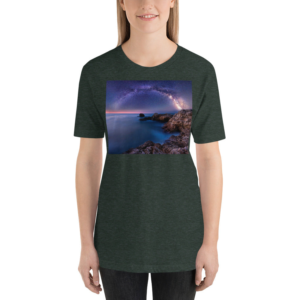 Premium Soft Crew Neck - The Milky Way Over a Rocky Bay