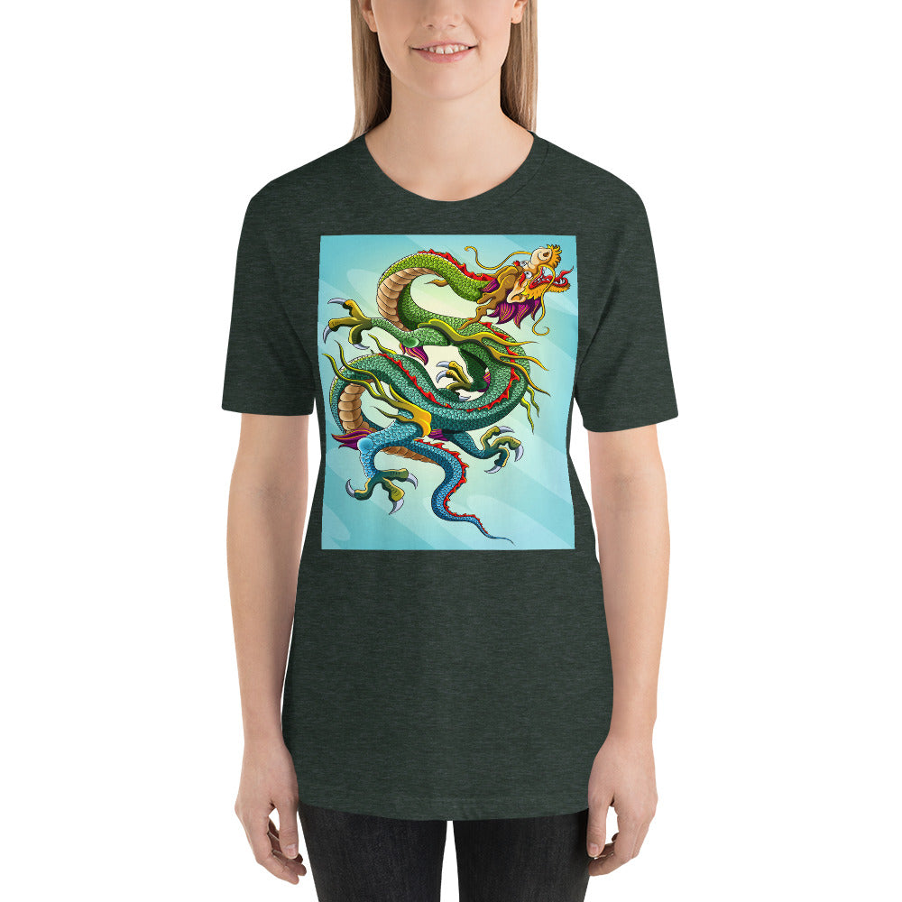 Everyday Elegant Tee - Green & Blue Chinese Sky Dragon
