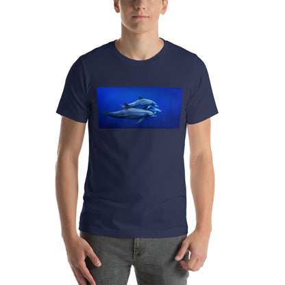 Classic Crew Neck Tee - Blue Dolphins - Ronz-Design-Unique-Apparel