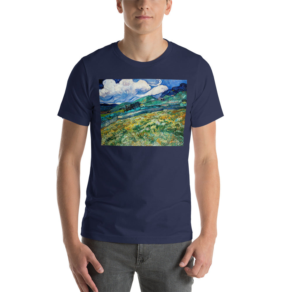 Classic Crew Neck Tee - van Gogh: Mountainous Landscape Behind St-Paul Hospital - Ronz-Design-Unique-Apparel
