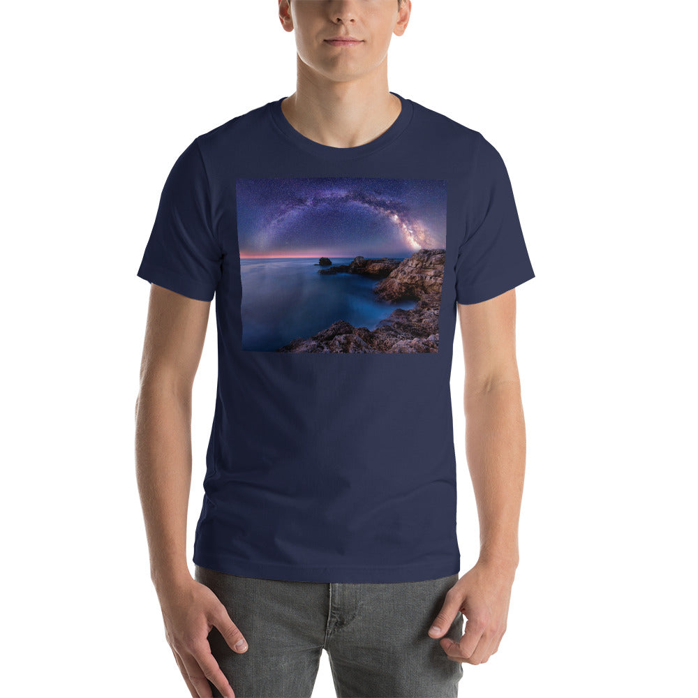Premium Soft Crew Neck - The Milky Way Over a Rocky Bay