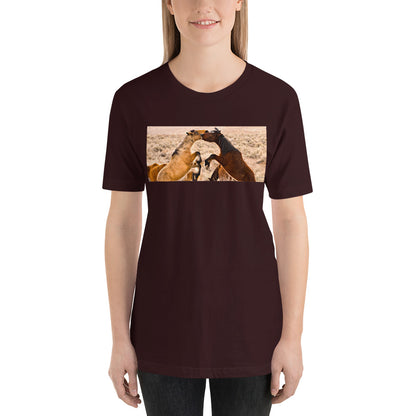 Classic Crew Neck Tee - Wild Mustangs Playing - Ronz-Design-Unique-Apparel