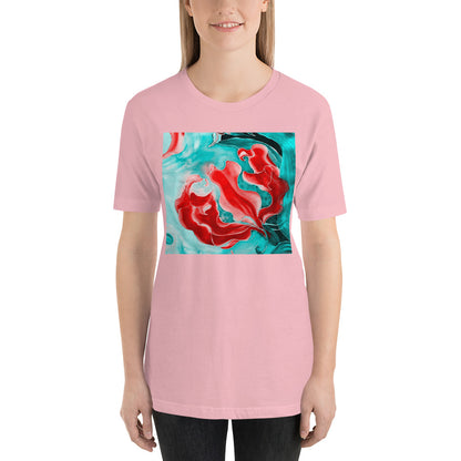 Classic Crew Neck Tee - Red Flowers Watercolor #4 - Ronz-Design-Unique-Apparel