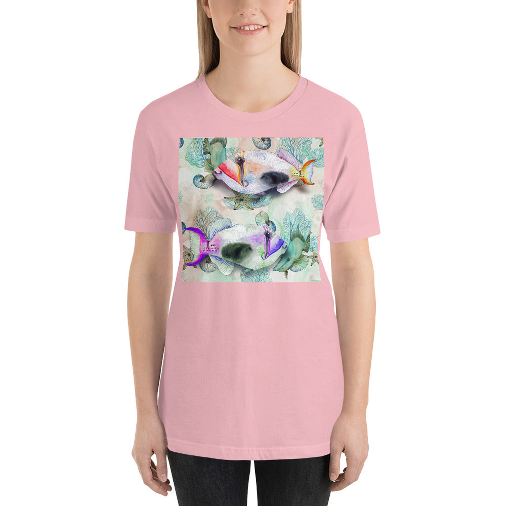 Classic Crew Neck Tee - Fish Watercolor - Ronz-Design-Unique-Apparel