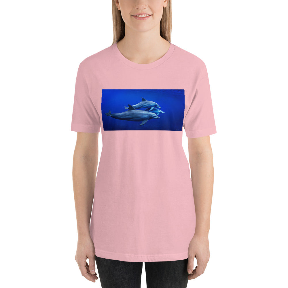 Classic Crew Neck Tee - Dolphins in Blue - Ronz-Design-Unique-Apparel