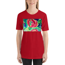 Load image into Gallery viewer, Classic Crew Neck Tee - Red Flower Watercolor #2 - Ronz-Design-Unique-Apparel
