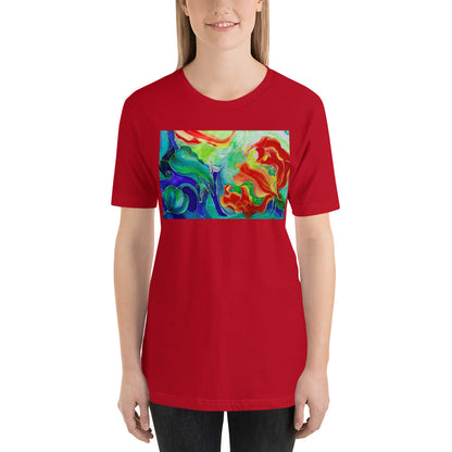 Classic Crew Neck Tee - Red Flowers Watercolor #3 - Ronz-Design-Unique-Apparel