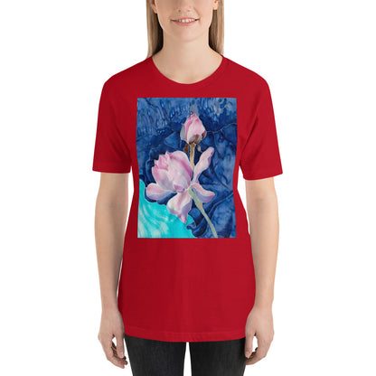 Classic Crew Neck Tee - Pink Flower Watercolor - Ronz-Design-Unique-Apparel