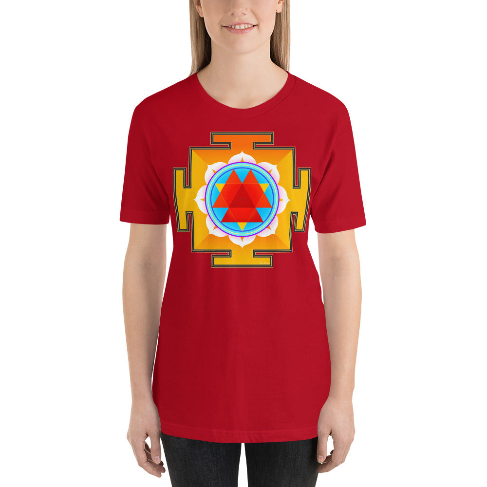 Classic Crew Neck Tee - Red & Blue Yantra - Ronz-Design-Unique-Apparel