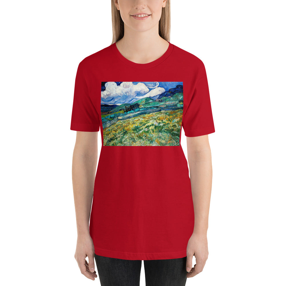 Classic Crew Neck Tee - van Gogh: Mountainous Landscape Behind St-Paul Hospital - Ronz-Design-Unique-Apparel