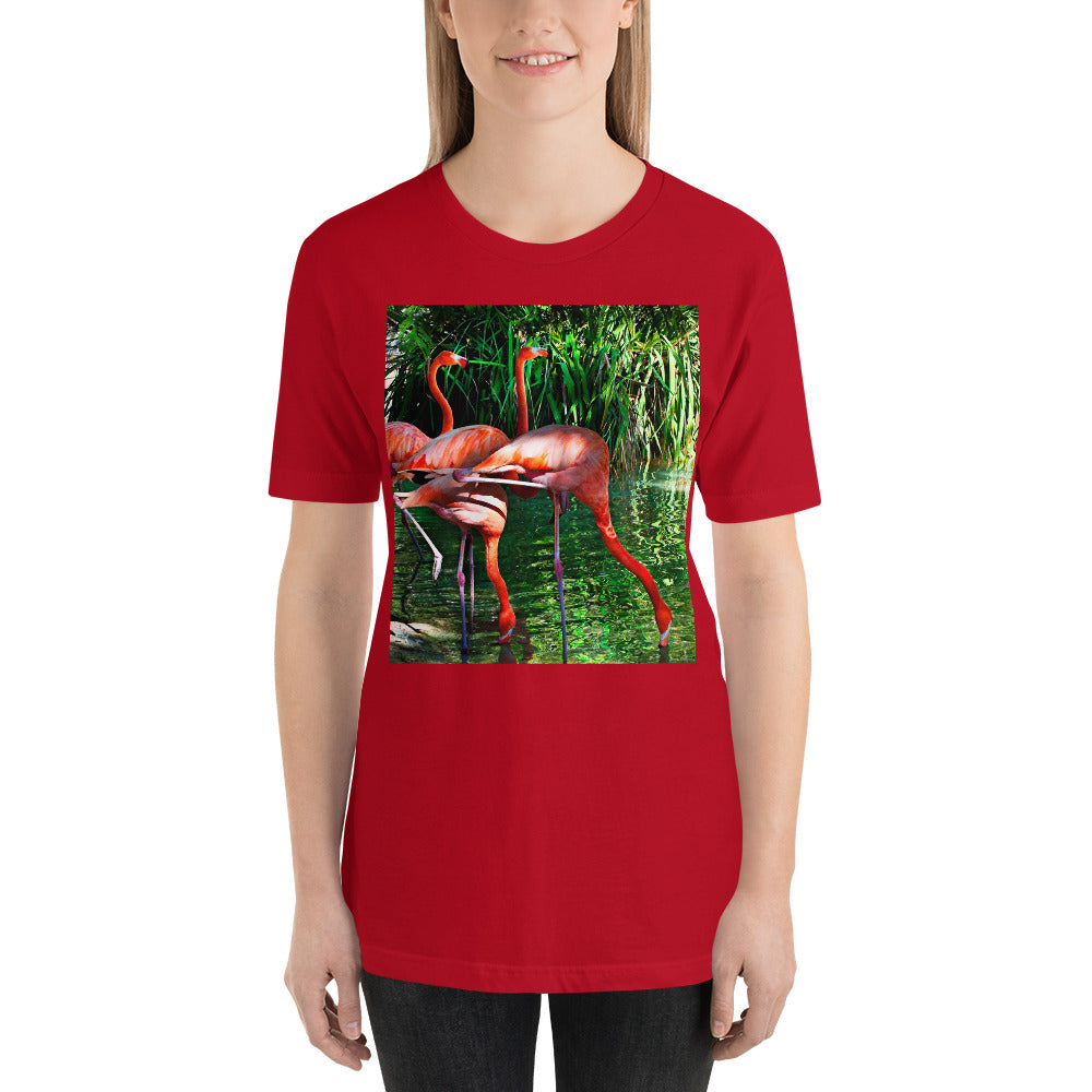 Classic Crew Neck Tee - Pink Flamingos - Ronz-Design-Unique-Apparel