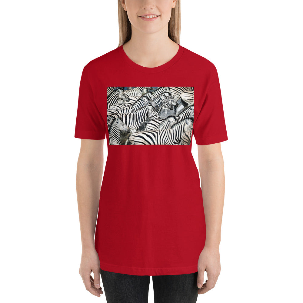 Classic Crew Neck Tee - Zebras Running Through Water - Ronz-Design-Unique-Apparel