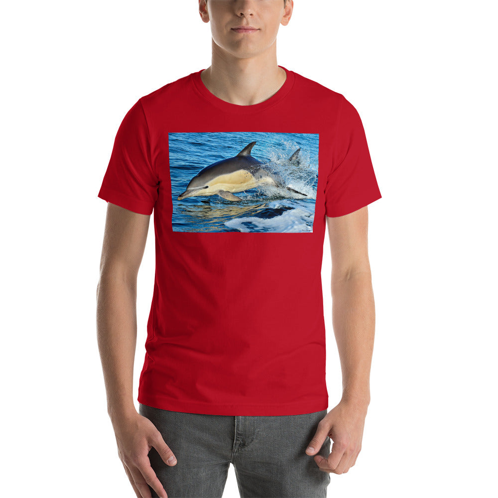 Classic Crew Neck Tee - Dolphin Rising - Ronz-Design-Unique-Apparel