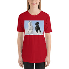 Load image into Gallery viewer, Everyday Elegant Tee - Black &amp; White Stallions Flying
