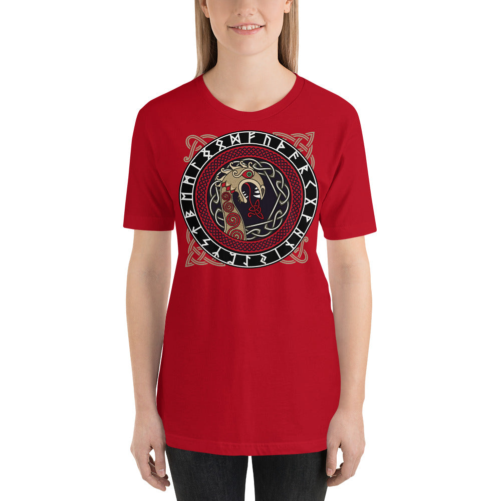 Classic Crew Neck Tee - Drakkar Dragon Surrounded by Celtic Knots