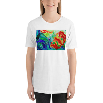 Classic Crew Neck Tee - Red Flowers Watercolor #3 - Ronz-Design-Unique-Apparel