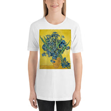 Load image into Gallery viewer, Classic Crew Neck Tee - van Gogh: Vase with Irises Against a Yellow Background - Ronz-Design-Unique-Apparel
