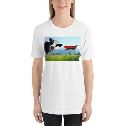 Classic Crew Neck Tee - Cow & Super Dog - Ronz-Design-Unique-Apparel