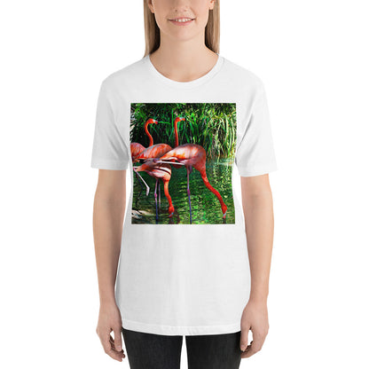 Classic Crew Neck Tee - Pink Flamingos - Ronz-Design-Unique-Apparel