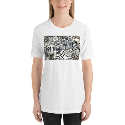 Classic Crew Neck Tee - Zebras Running Through Water - Ronz-Design-Unique-Apparel