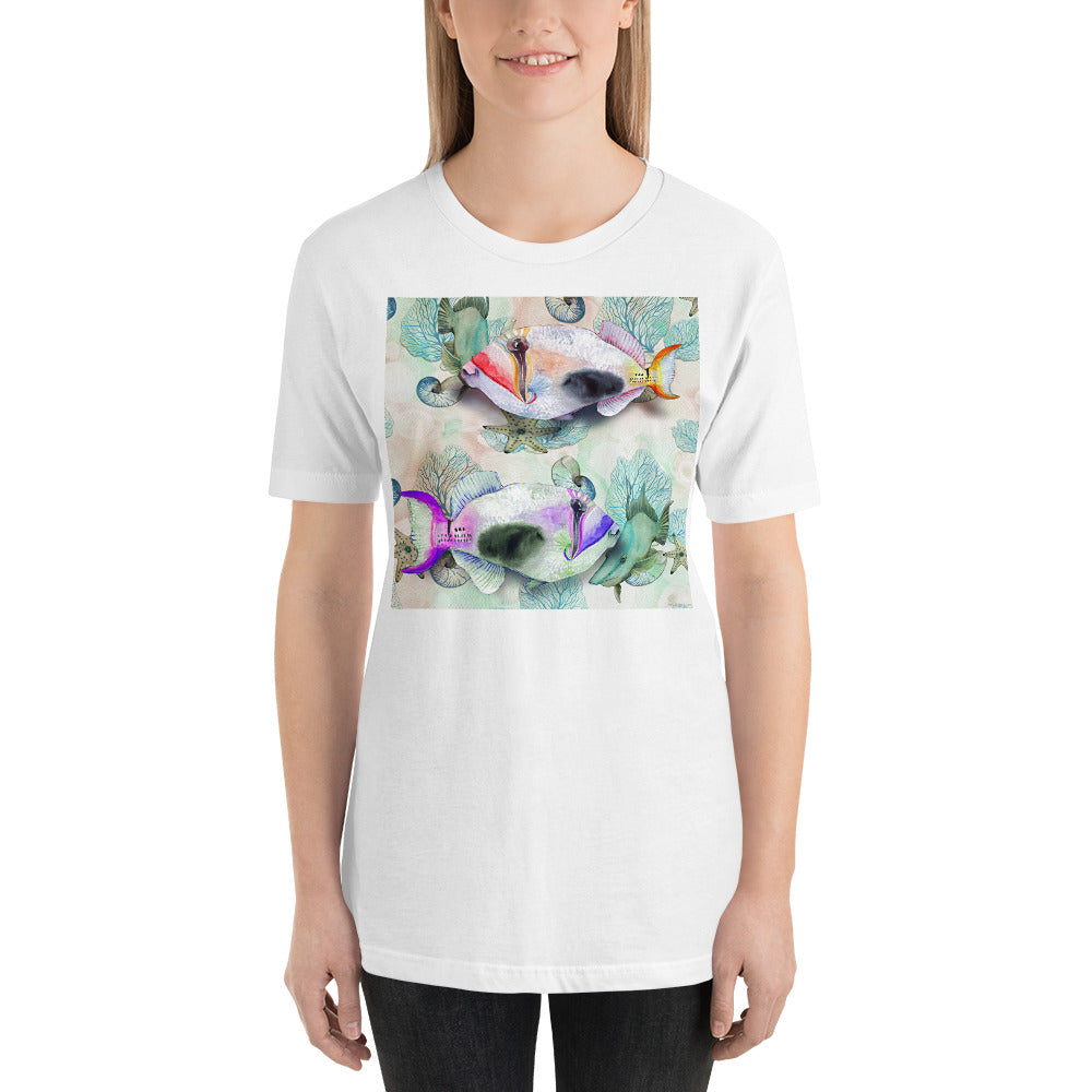 Classic Crew Neck Tee - Fish Watercolor - Ronz-Design-Unique-Apparel