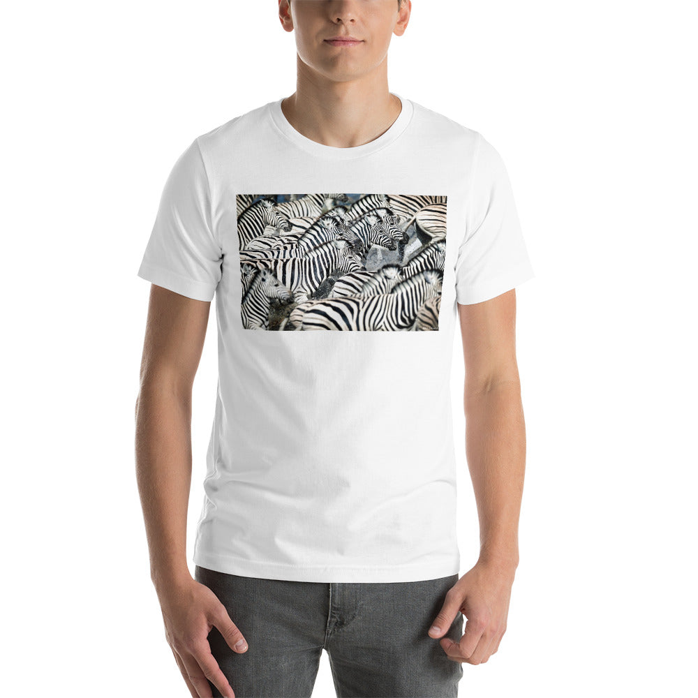 Classic Crew Neck Tee - Zebras Running Through Water - Ronz-Design-Unique-Apparel