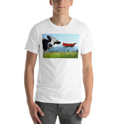 Classic Crew Neck Tee - Cow & Super Dog - Ronz-Design-Unique-Apparel