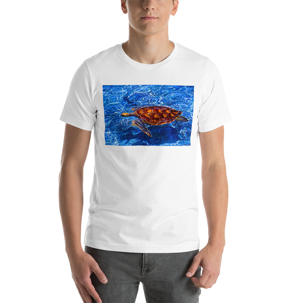 Classic Crew Neck Tee - Turtle in Blue Water - Ronz-Design-Unique-Apparel