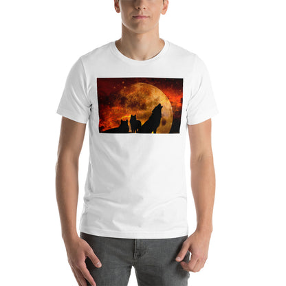 Classic Crew Neck Tee - Howling at the Orange Moon - Ronz-Design-Unique-Apparel