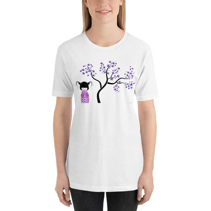 Everyday Elegant Tee - Kokeshi Doll with Purple Flowers