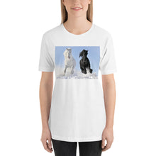 Load image into Gallery viewer, Everyday Elegant Tee - Black &amp; White Stallions Flying
