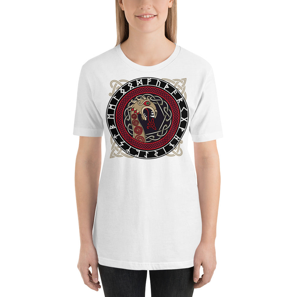 Classic Crew Neck Tee - Drakkar Dragon Surrounded by Celtic Knots