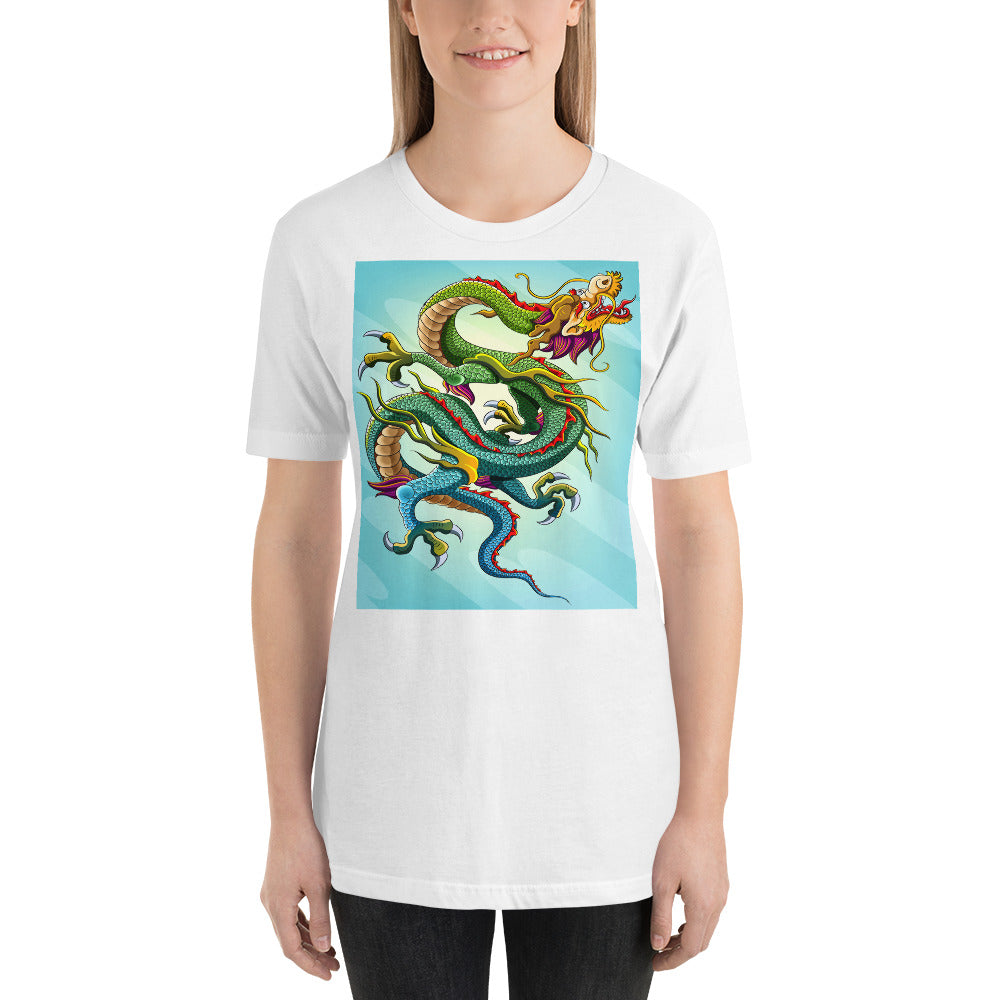Everyday Elegant Tee - Green & Blue Chinese Sky Dragon