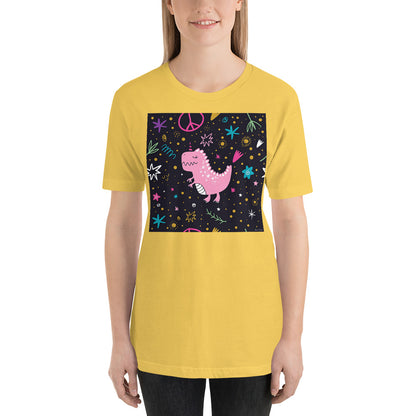 Classic Crew Neck Tee - Pink Dino - Ronz-Design-Unique-Apparel
