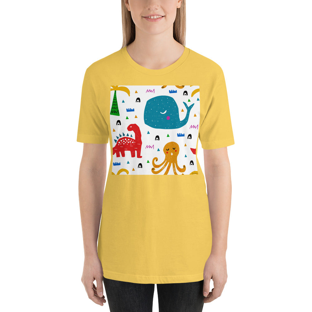 Classic Crew Neck Tee - Whale, Octopus & Dino - Ronz-Design-Unique-Apparel