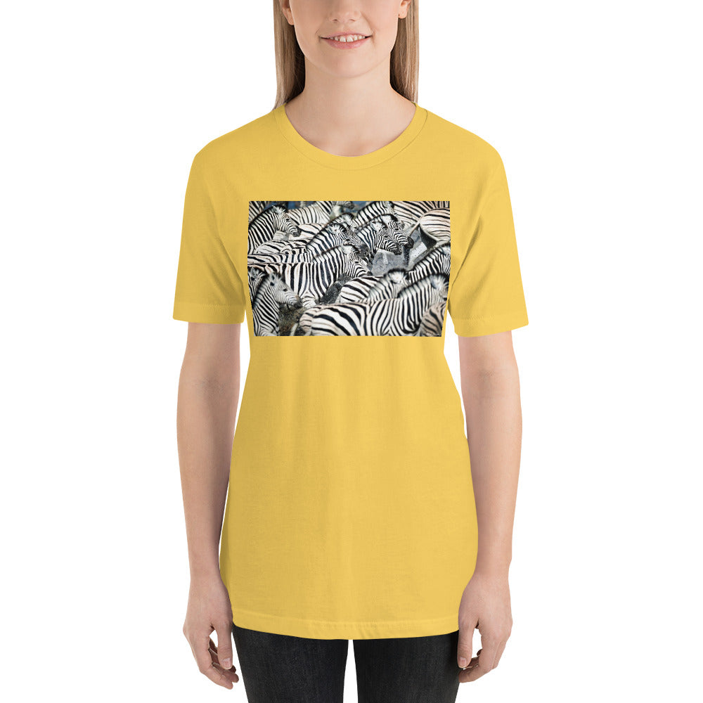 Classic Crew Neck Tee - Zebras Running Through Water - Ronz-Design-Unique-Apparel