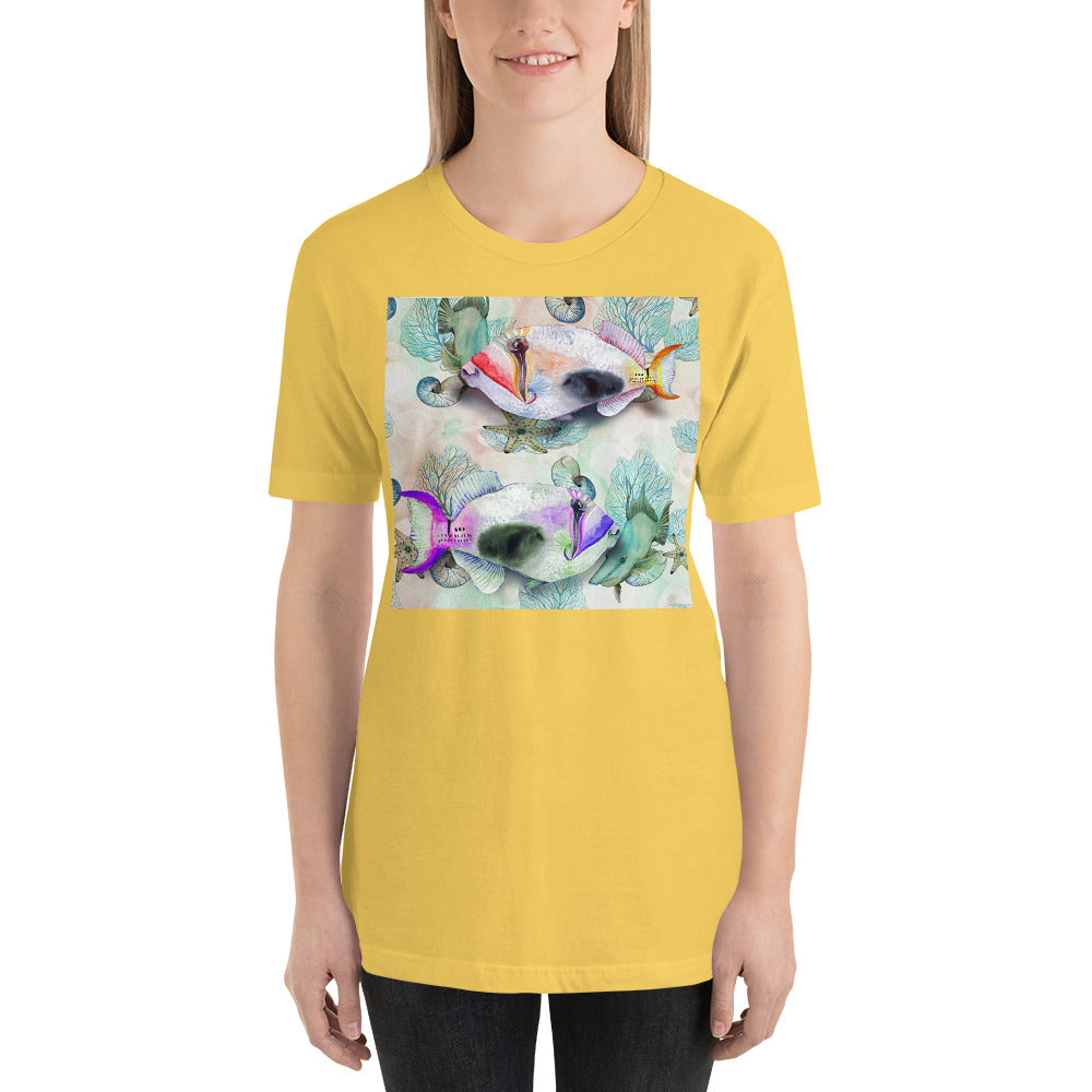 Classic Crew Neck Tee - Fish Watercolor - Ronz-Design-Unique-Apparel