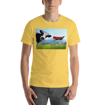 Classic Crew Neck Tee - Cow & Super Dog - Ronz-Design-Unique-Apparel