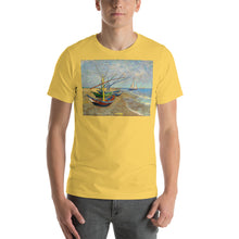 Load image into Gallery viewer, Classic Crew Neck Tee - Van Gogh: Fishing Boats on the Beach - Ronz-Design-Unique-Apparel
