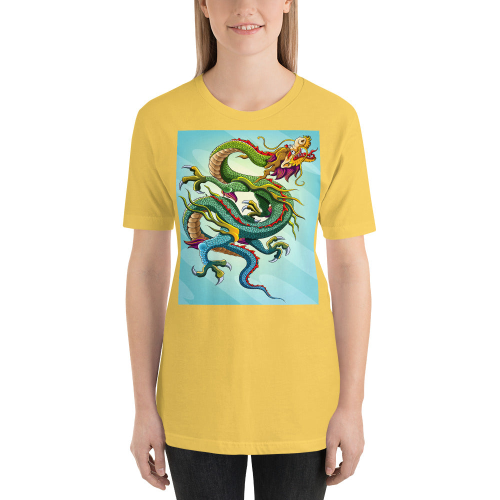 Everyday Elegant Tee - Green & Blue Chinese Sky Dragon