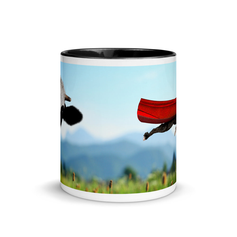 Color In 11oz Ceramic Mug - Cow & Super Dog