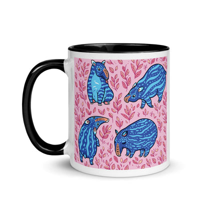 Color Inside 11oz Ceramic Mug - Funny Blue Tapirs