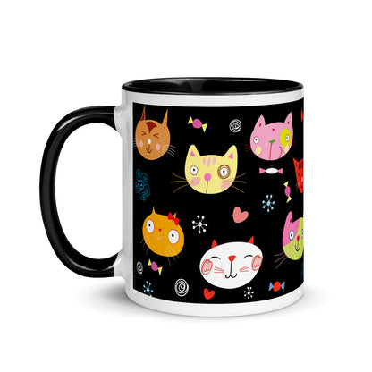 Color Inside 11oz Mug - Cat Faces