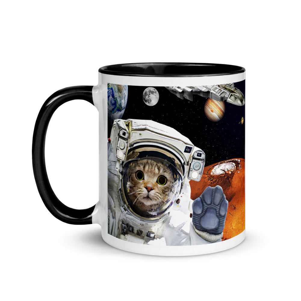 Color Inside 11oz Ceramic Mug - Kitty In Space