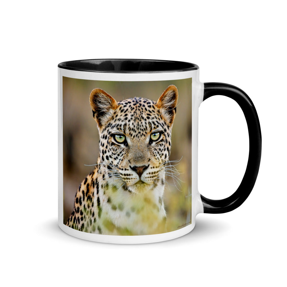 Color Inside 11oz Ceramic Mug - Green Eyed Leopard