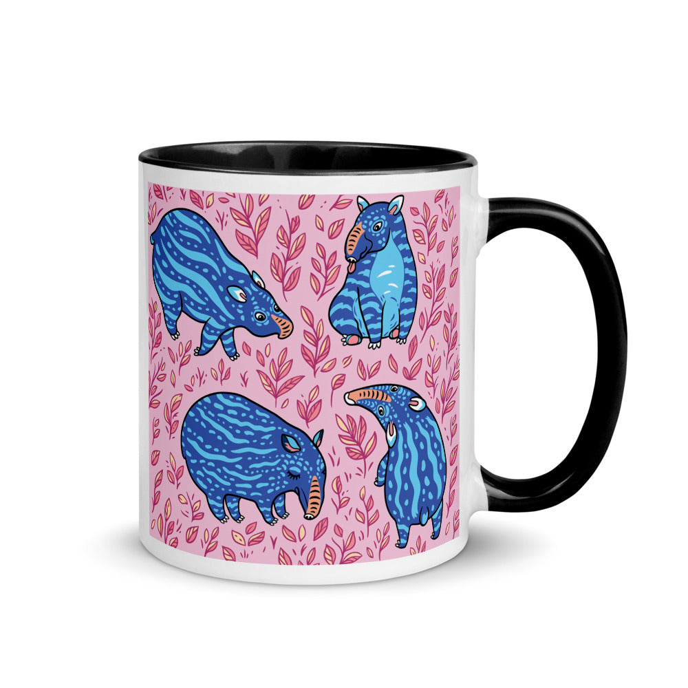 Color Inside 11oz Ceramic Mug - Funny Blue Tapirs